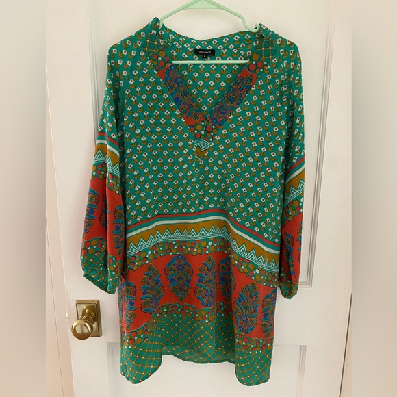 Green Tolani Silk Tunic - Picture 1 of 4